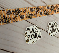 Wild Flower 1” ribbon and/or Set of two Flatbacks