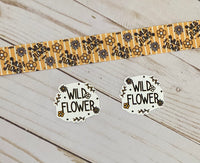 Wild Flower 1” ribbon and/or Set of two Flatbacks