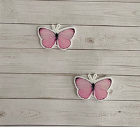 No.280   Set of Two Pink Butterfly Flatbacks