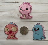 Set of Three Cute Dinosaur Flatbacks