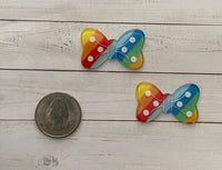 SALE No.357   Set of Two Rainbow Bow Flatbacks