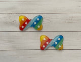 SALE No.357   Set of Two Rainbow Bow Flatbacks