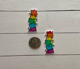 No.437   Set of Two Rainbow Cat Flatbacks