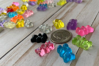 Set of Ten Acrylic Gummy Bears Random Colors Embellishment Planar :NOT EDIBLE