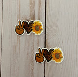 No.48   Set of Two Peace Love Sunflower Flatbacks Flatback