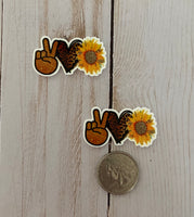 No.48   Set of Two Peace Love Sunflower Flatbacks Flatback