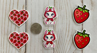 Set of Two Camper Pineapple Flamingo Strawberry Flatbacks Flatback