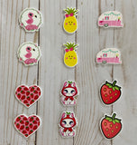 Set of Two Camper Pineapple Flamingo Strawberry Flatbacks Flatback